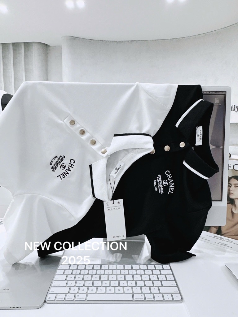 ÁO POLO CHANEL CỘC TAY CỔ BO CÚC ĐỒNG NỮ SẴN