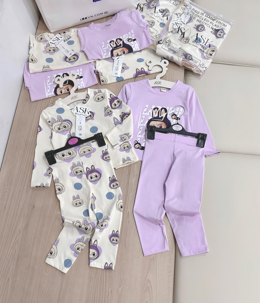 SET 2 BỘ COTTON LABUBUTHU ĐÔNG  BÉ GÁI (sale 79k)