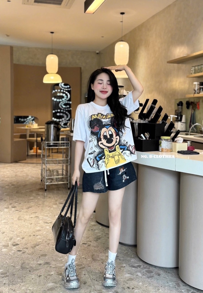 SET ÁO THUN GIẤY MICKEY KÈM QUẦN ĐÙI NỮ