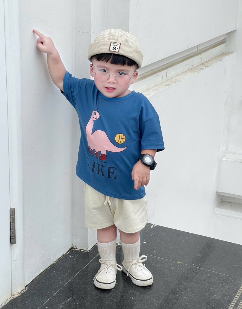 SET 3 ÁO KHỦNG LONG CỘC TAY BÉ TRAI