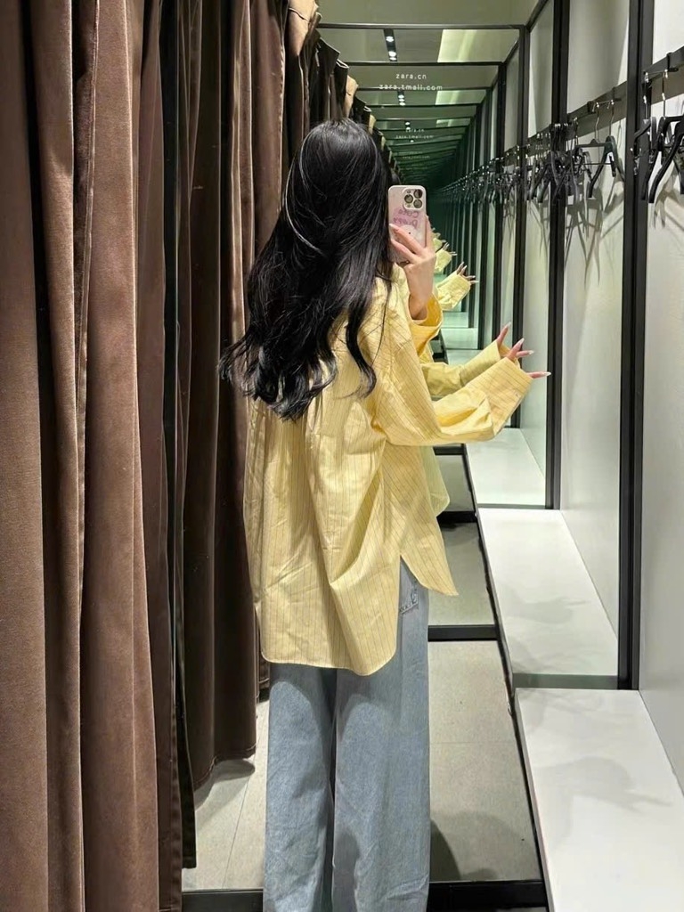 ÁO SƠ MI KẺ Z.ARA LI EO MẶC 2 KIỂU NỮ SẴN