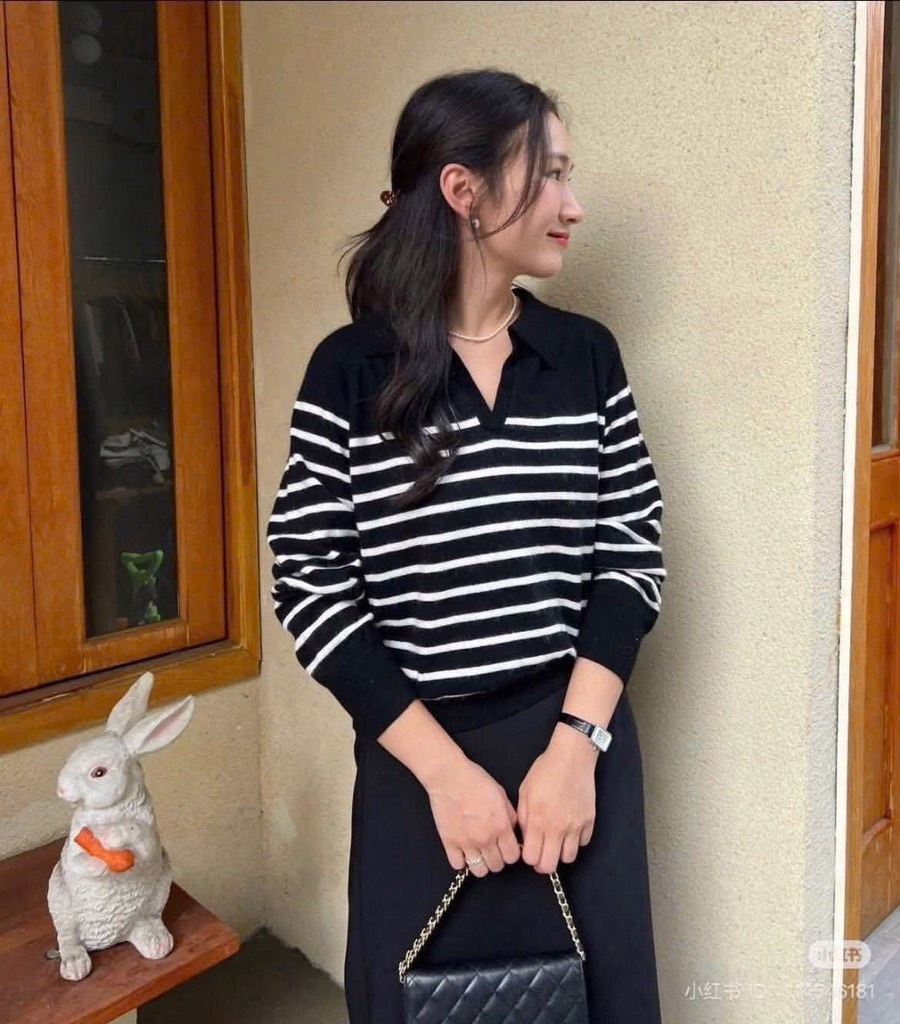 ÁO POLO LEN DÀI TAY THÊU GẤU NỮ THU ĐÔNG