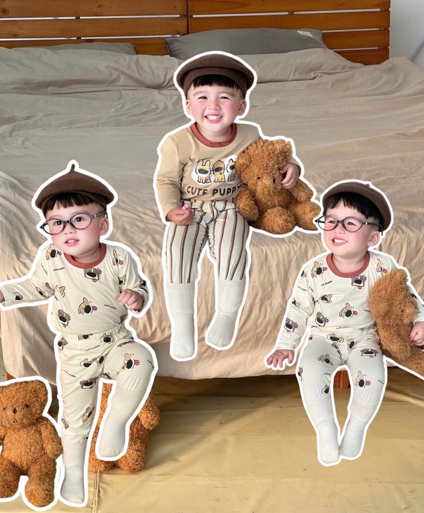 SET 2 BỘ DÀI COTTON CUTE PUPPY SIÊU CƯNG BÉ TRAI