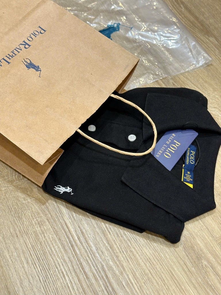 ÁO POLO ĐEN CỘC TAY THÊU NGỰA NỮ