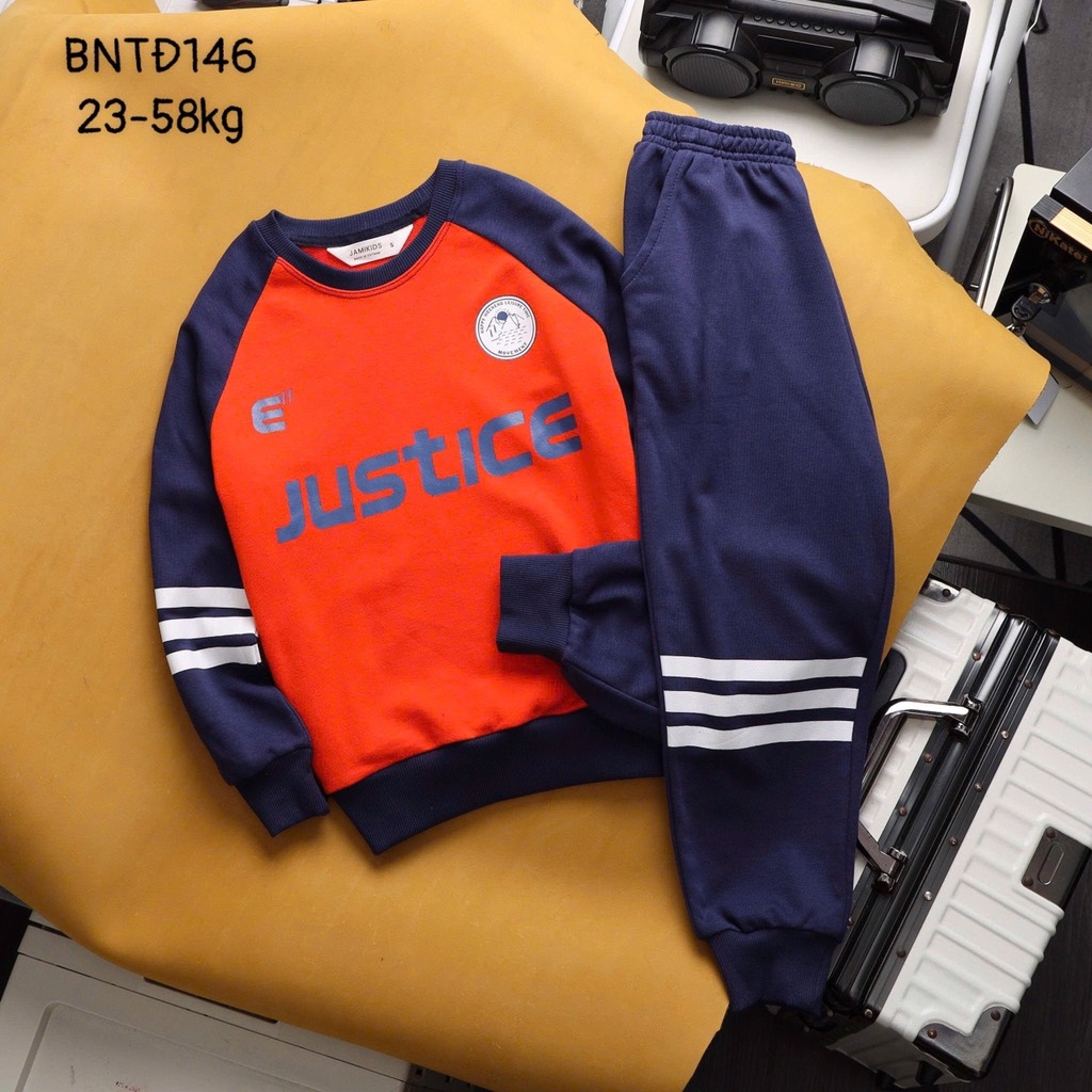 BỘ NỈ DÀI DA CÁ XUẤT PHỐI MÀU JUSTICE MEAGER COURAGE SIZE ĐẠI BÉ TRAI