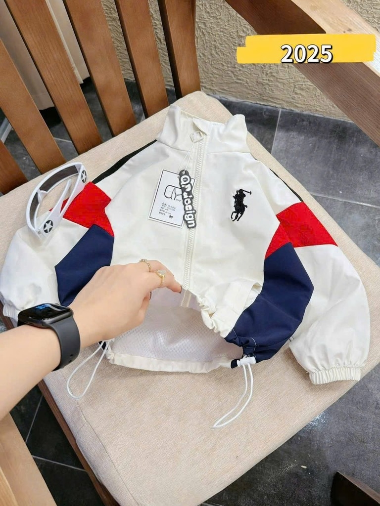 ÁO GIÓ NGỰA DÀI TAY PHỐI MÀU THAN TRẮNG ĐỎ BÉ TRAI (XẢ 50k)