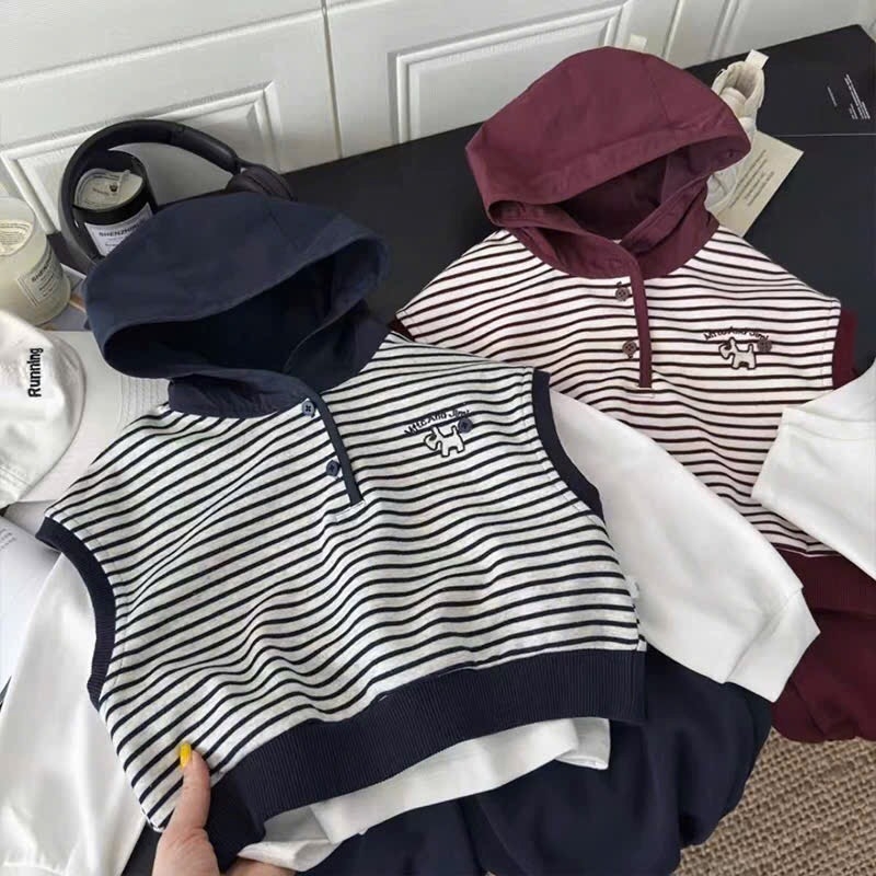 SET BỘ DÀI KẺ 3 CHI TIẾT LIỀN MŨ 2 MÀU BÉ TRAI