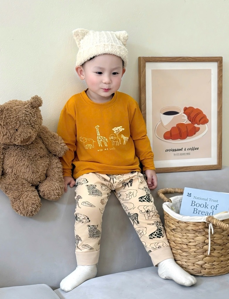 SET 2 BỘ DÀI ĐỘNG VẬT TONE MÀU CAM BÉ TRAI