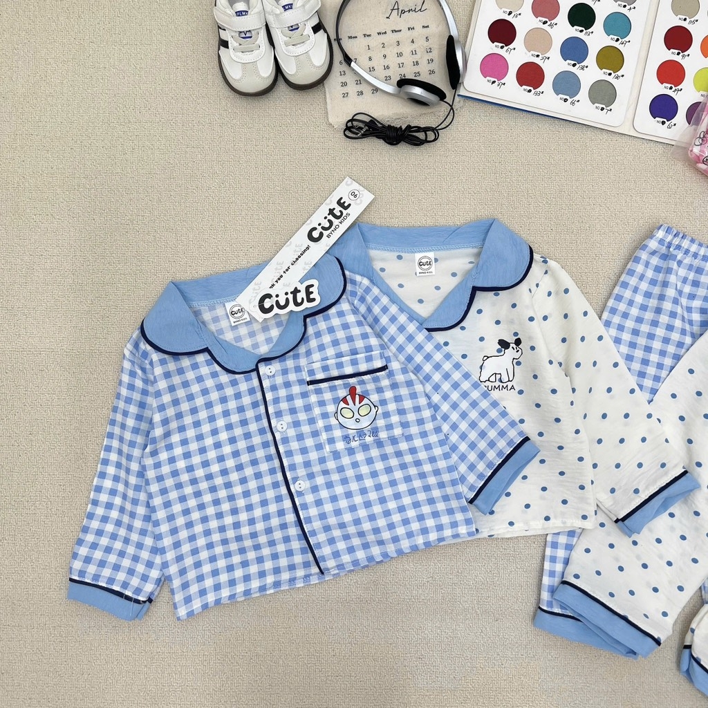 SET 2 BỘ ĐŨI DÀI PIZAMA 2 MÀU BÉ TRAI BÉ GÁI