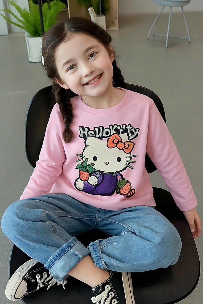 SET 3 ÁO DÀI TAY HELLO KITY TONE HỒNG TÍM BÉ GÁI