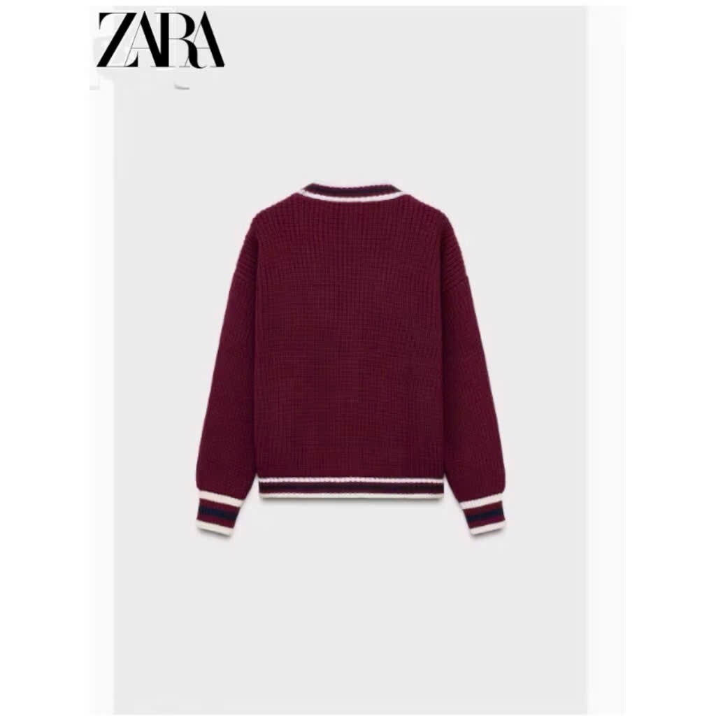 ÁO LEN CADIGAN MẬN Z.ARA PHỐI VIỀN NỮ THU ĐÔNG