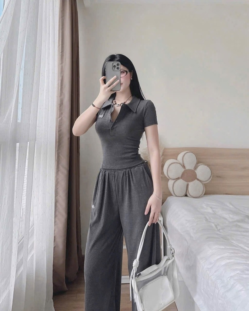 SET BỘ ÁO CỘC QUẦN DÀI THÊU CHỮ BAD NỮ THU ĐÔNG (SALE 99k)