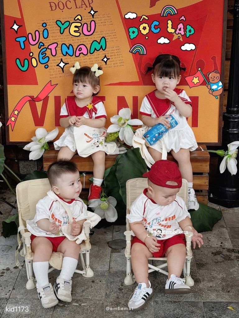 SET HOÀ HÌNH RỰC RỠ ĐỎ TRẮNG BÉ TRAI BÉ GÁI