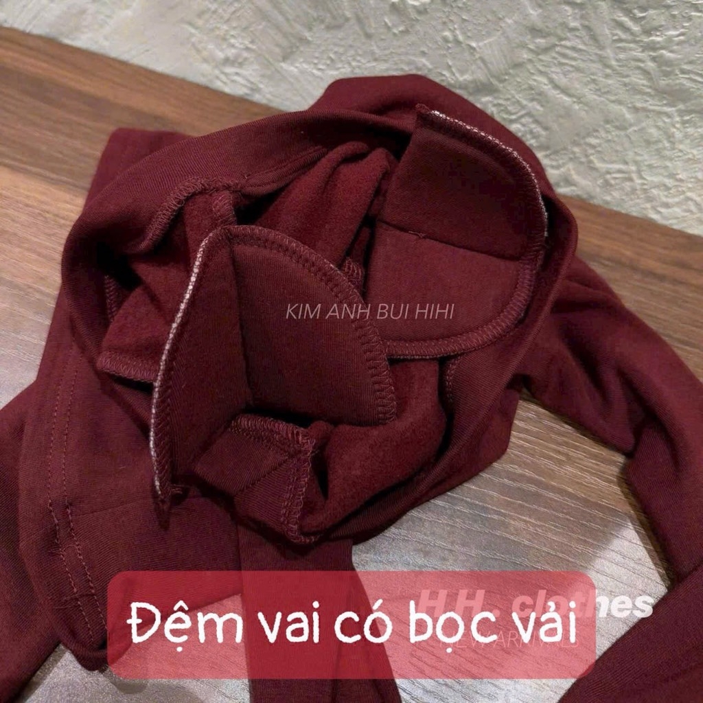ÁO CỔ TIM BASIC MÀU ĐỎ ĐEN DÀI TAY NỮ THU ĐÔNG SẴN