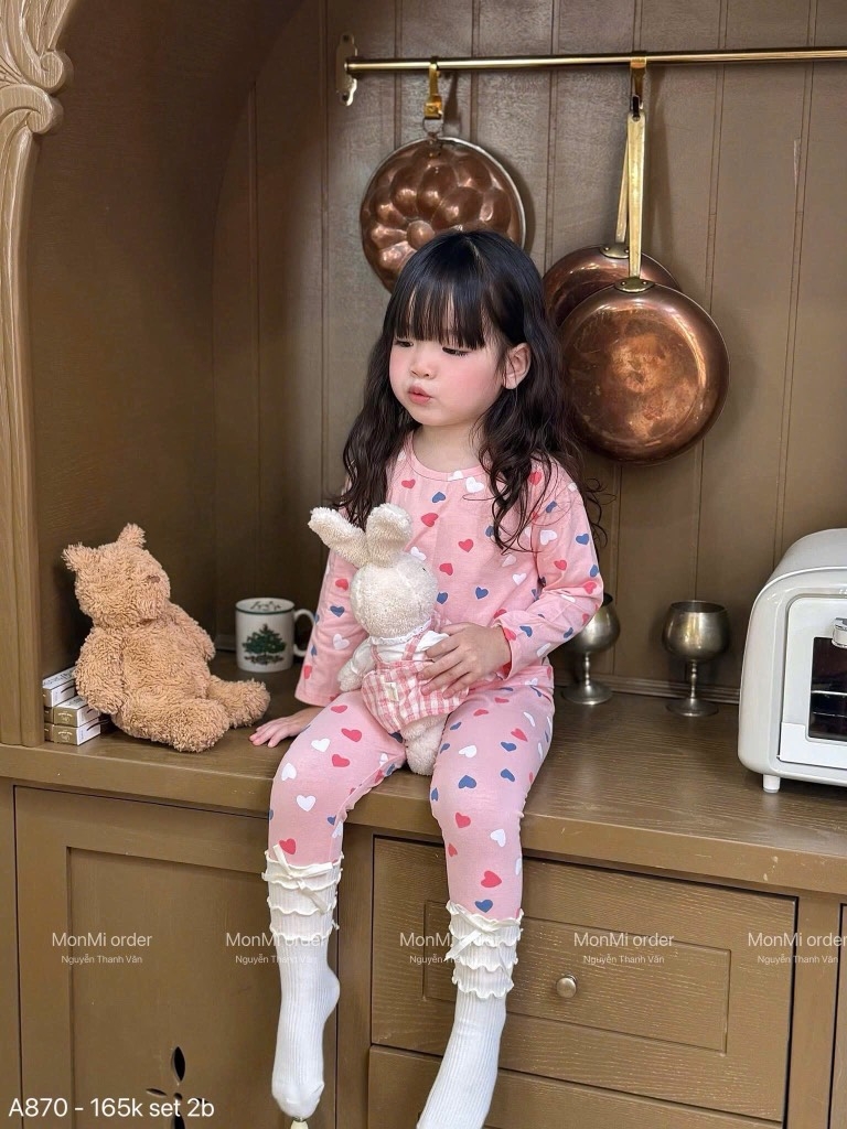 SET 2 BỘ DÀI TIM HỒNG HEHE CHUẨN HÀN BÉ GÁI