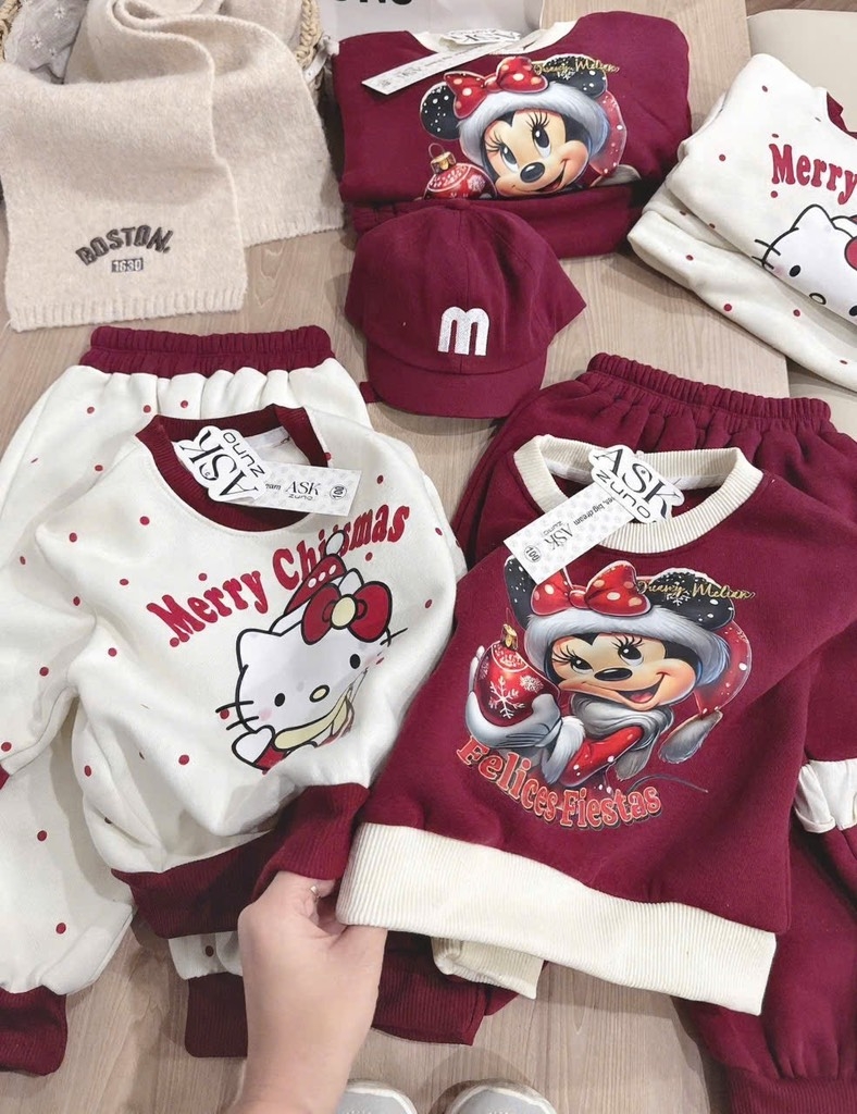 SET BỘ DÀI NỈ NOEL MERRY CHRISTMAS MÈO KT CHUỘT MK BÉ GÁI SẴN
