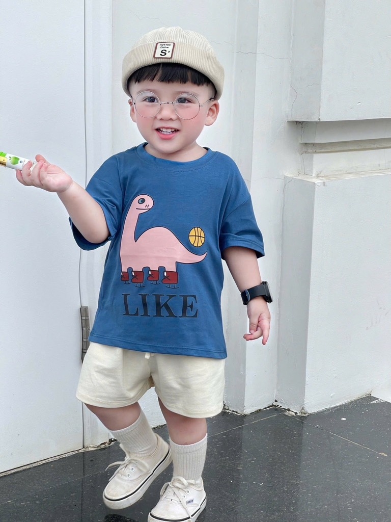 SET 3 ÁO KHỦNG LONG CỘC TAY BÉ TRAI