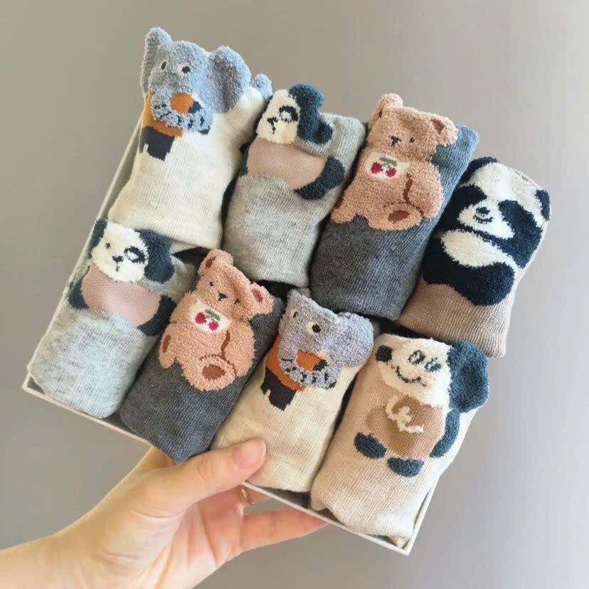 ĐỒ LÓT - SET 10 ĐÔI TẤT COTTON HÌNH ĐỘNG VẬT CUTE BÉ TRAI BÉ GÁI SẴN