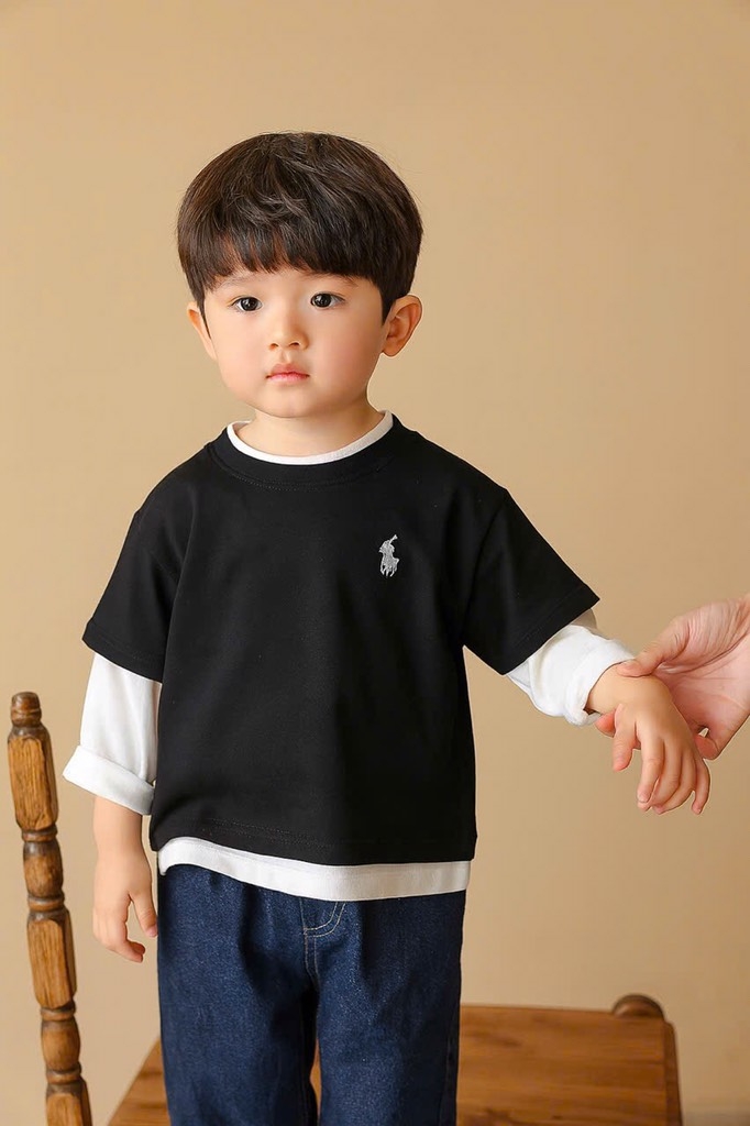 SET 3 ÁO DÀI TAY CỔ TRÒN PHỐI TAY BÉ TRAI SẴN