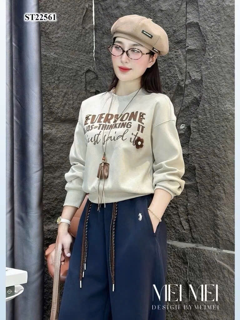 SET NỈ HAI DA EVERYONE PHỐI CHỮ NÂU NỮ THU ĐÔNG SẴN