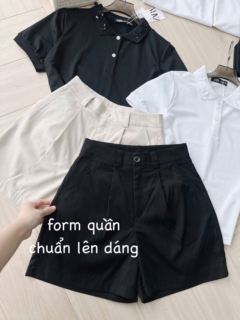 SET POLO ĐÍNH HOA MIX SHORT LI TRƯỚC NỮ SẴN(XẢ 119k)