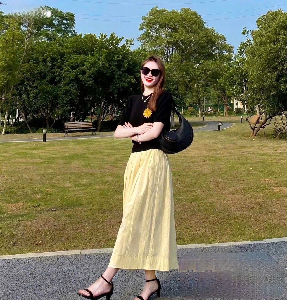 SET ÁO LEN TĂM HÀN MIX CV XẾP LI DÁNG DÀI NỮ