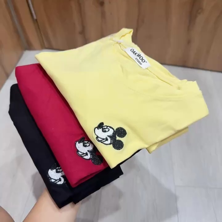 SET 3 ÁO ĐỎ VÀNG ĐEN THÊU MICKEY NỮ THU ĐÔNG SẴN