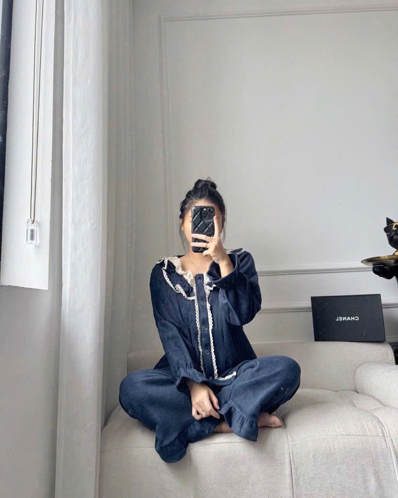 BỘ NGỦ BÔNG ULALA MÀU THAN NỮ THU ĐÔNG SẴN