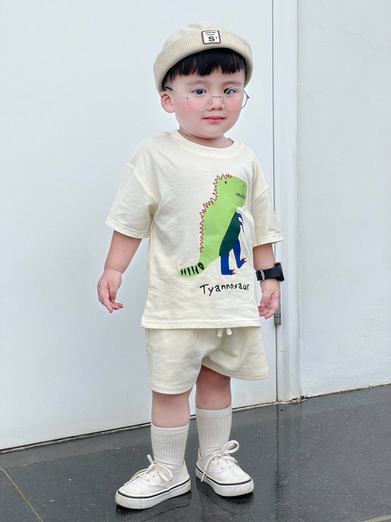 SET 3 ÁO KHỦNG LONG CỘC TAY BÉ TRAI