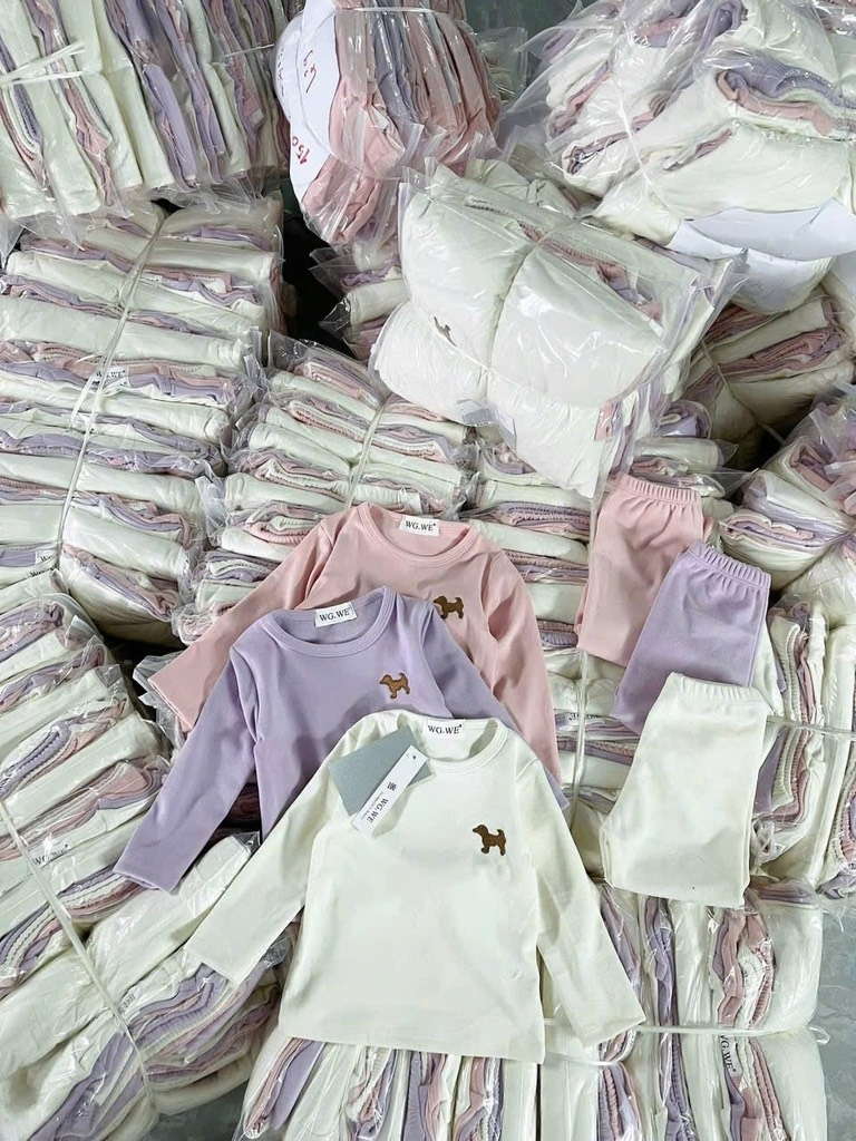 SET 3 BỘ DÀI NỈ LÔNG THÊU CHÓ BÉ GÁI SẴN