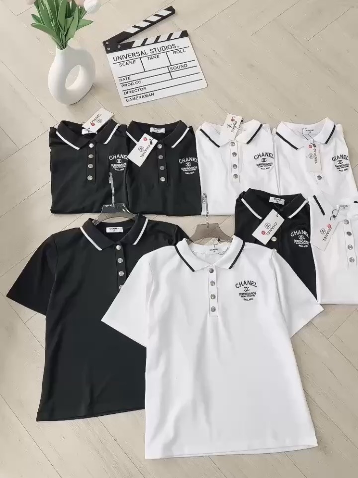 ÁO POLO CHANEL CỘC TAY CỔ BO CÚC ĐỒNG NỮ SẴN