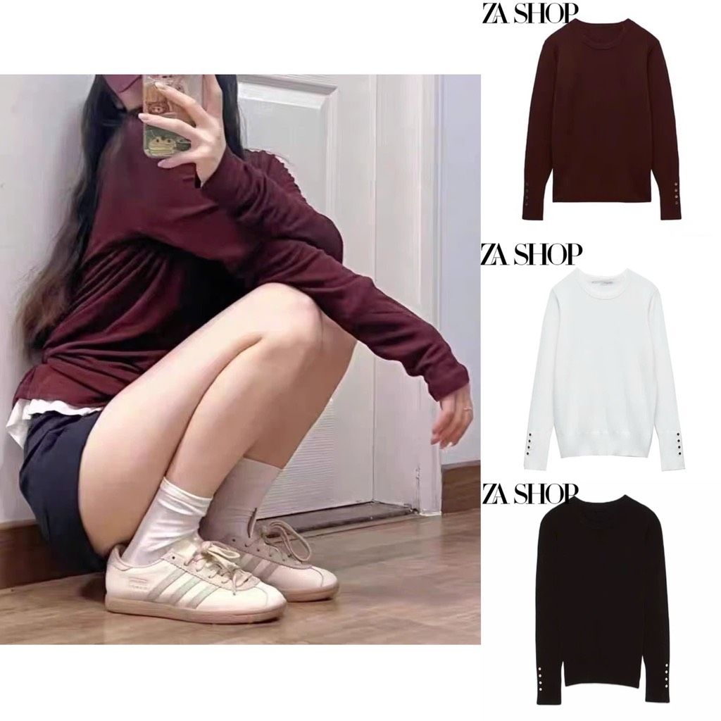 ÁO LEN BASIC KHUY TAY NỮ THU ĐÔNG