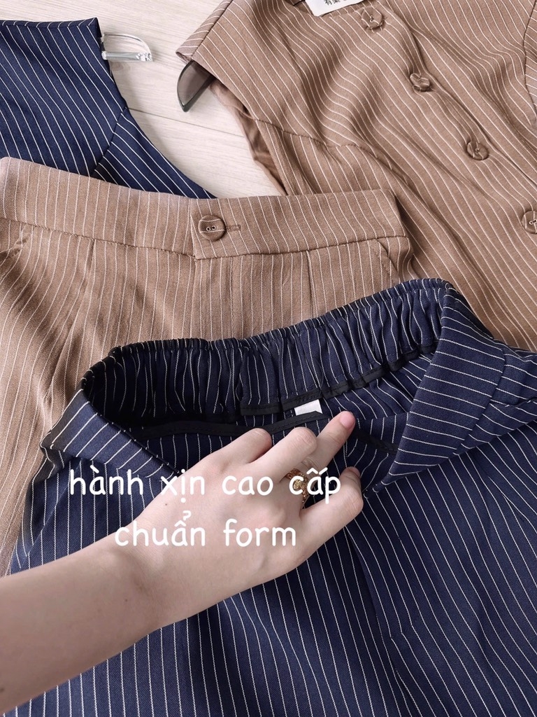 SET KẺ CÚC BỌC VẠT MỞ MIX SHORT NỮ SẴN (SALE 171k)