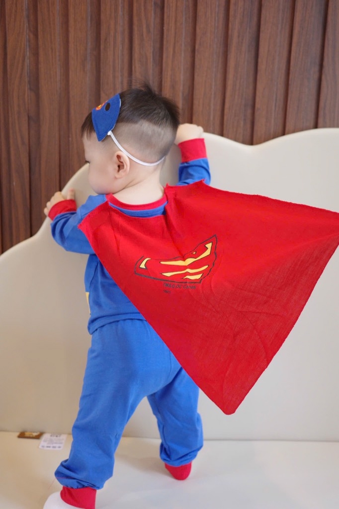 SET BỘ DÀI COTTON SUPER MAN XANH KÈM MẶT NẠ ÁO CHOÀNG BÉ TRAI