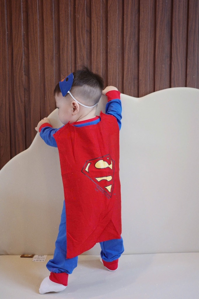 SET BỘ DÀI COTTON SUPER MAN XANH KÈM MẶT NẠ ÁO CHOÀNG BÉ TRAI