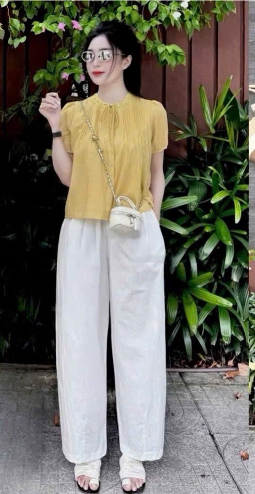 SET BỘ ÁO TƠ LI PHỐI CỔ REN HAI LỚP MIX QUẦN BAGGY NỮ