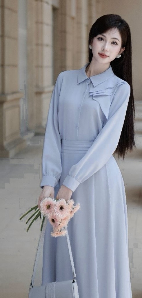 SET CỔ NƠ LỆCH XANH PASTEL NỮ SẴN