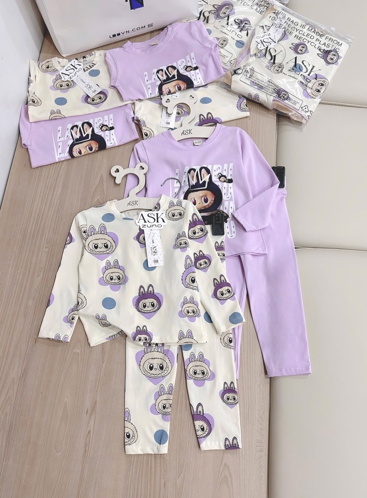 SET 2 BỘ COTTON LABUBUTHU ĐÔNG  BÉ GÁI (sale 79k)