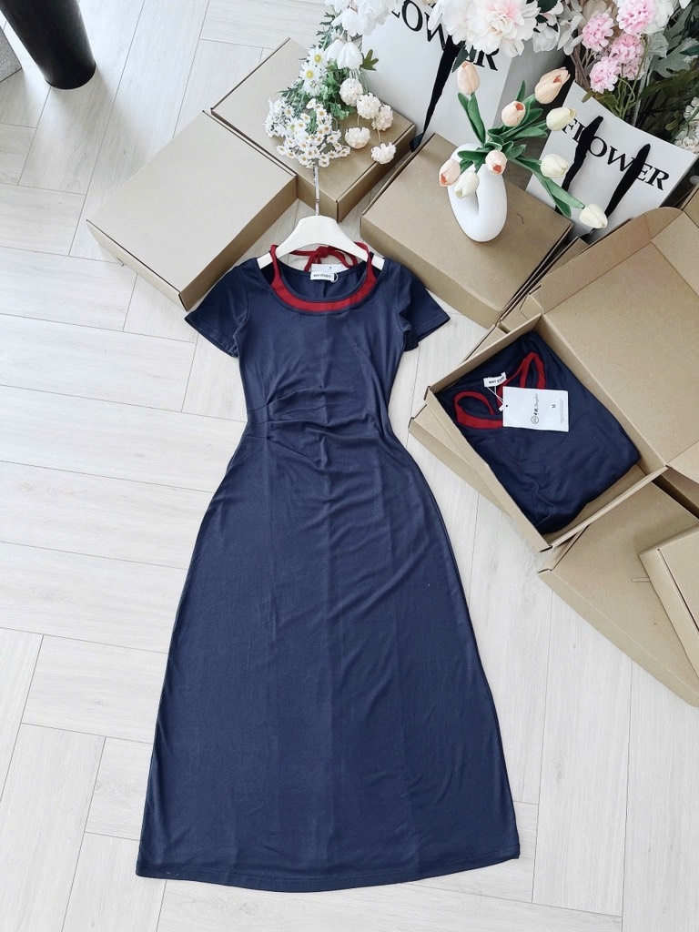 VÁY DÍP PHỐI DÁNG DÀI LI EO NỮ SẴN