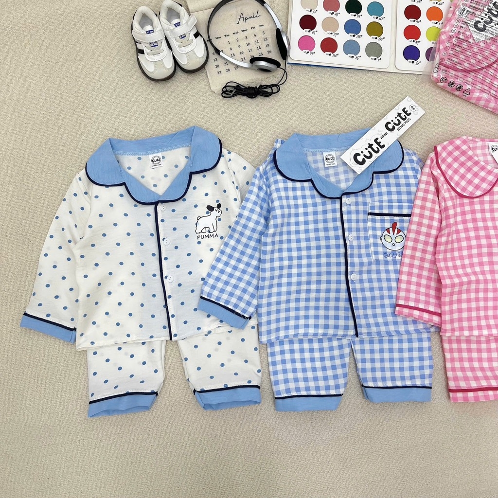 SET 2 BỘ ĐŨI DÀI PIZAMA 2 MÀU BÉ TRAI BÉ GÁI