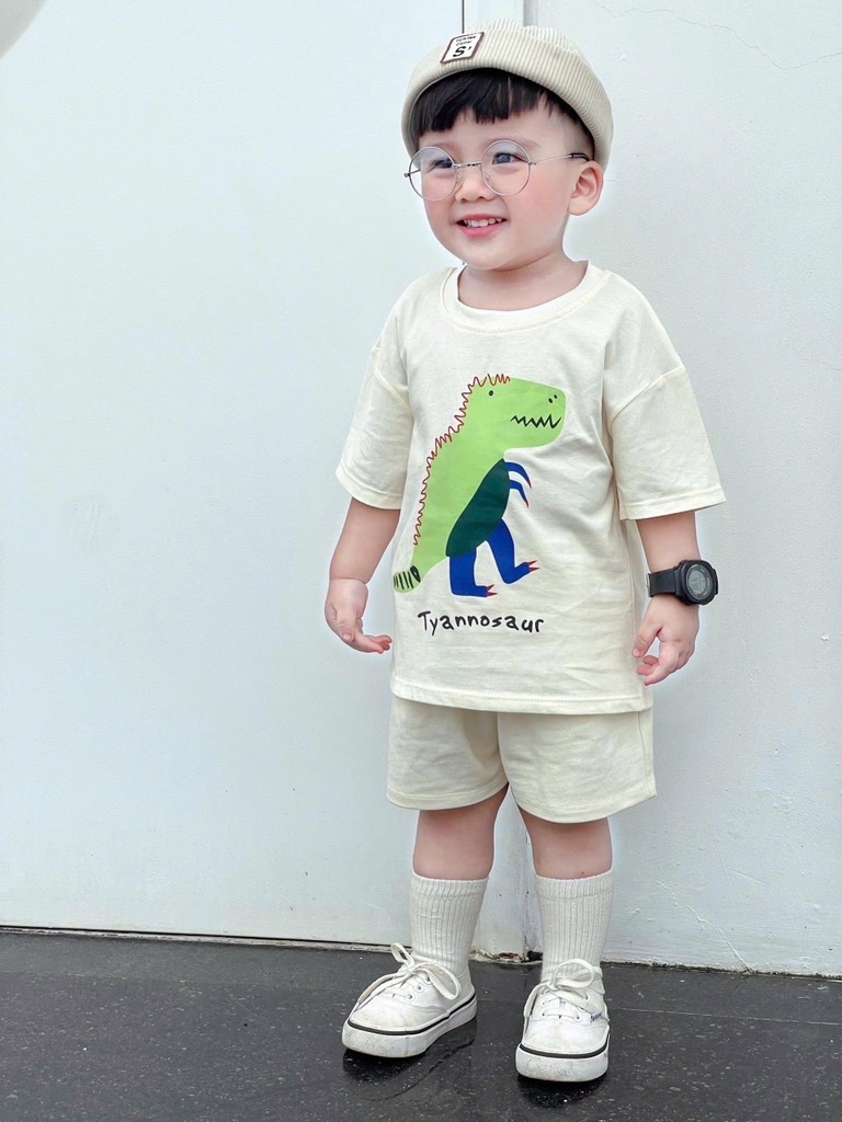 SET 3 ÁO KHỦNG LONG CỘC TAY BÉ TRAI