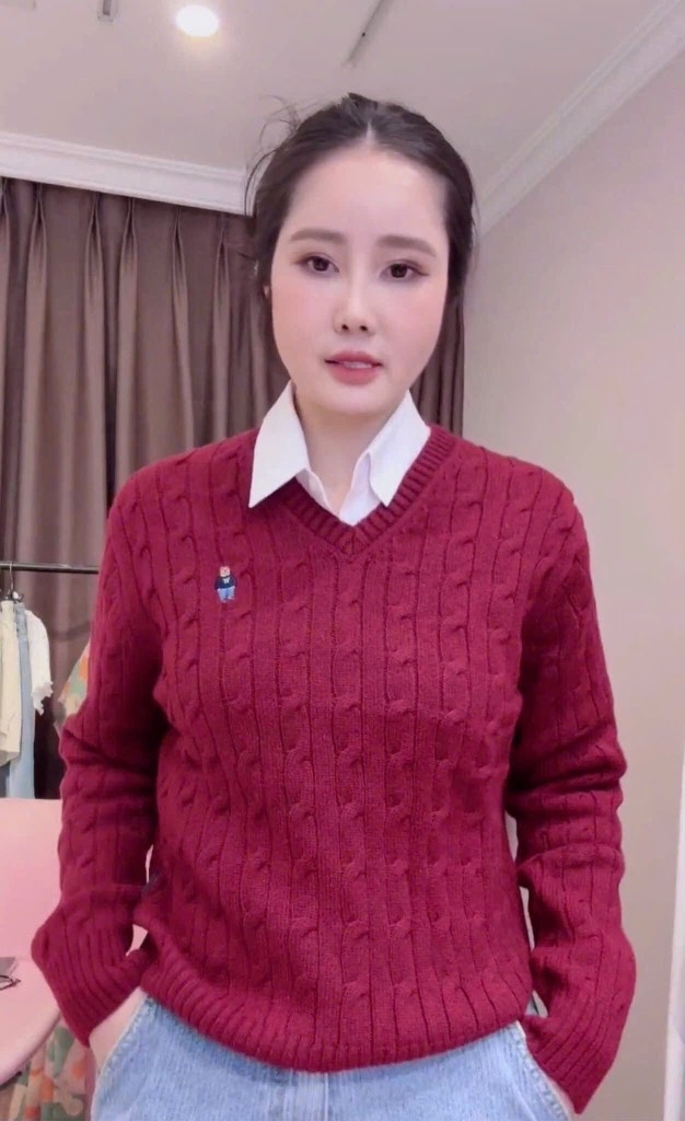 LEN CỔ TIM ĐỎ BURGUNDY HOT HIT NỮ THU ĐÔNG