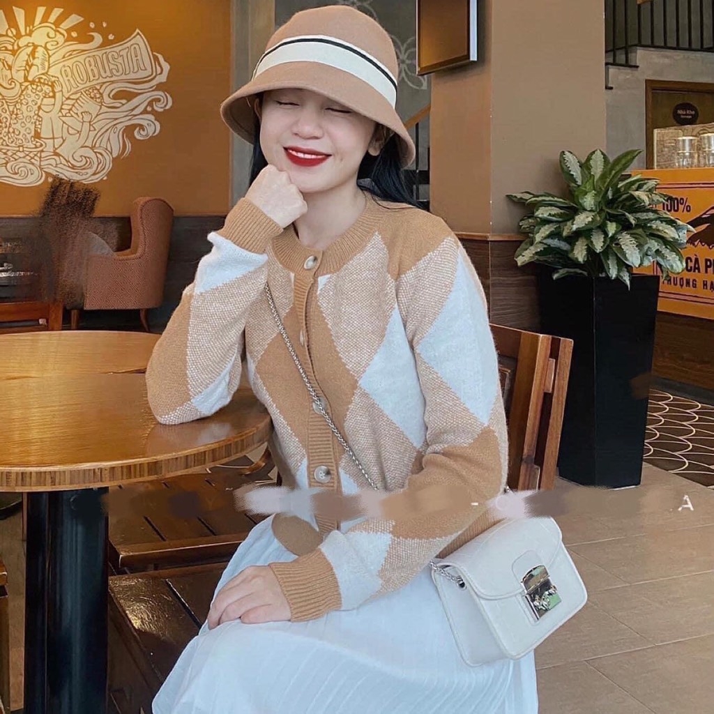 ÁO LEN CARDIGAN TRÁM HỒNG - BE - ĐEN ( XẢ 79k)