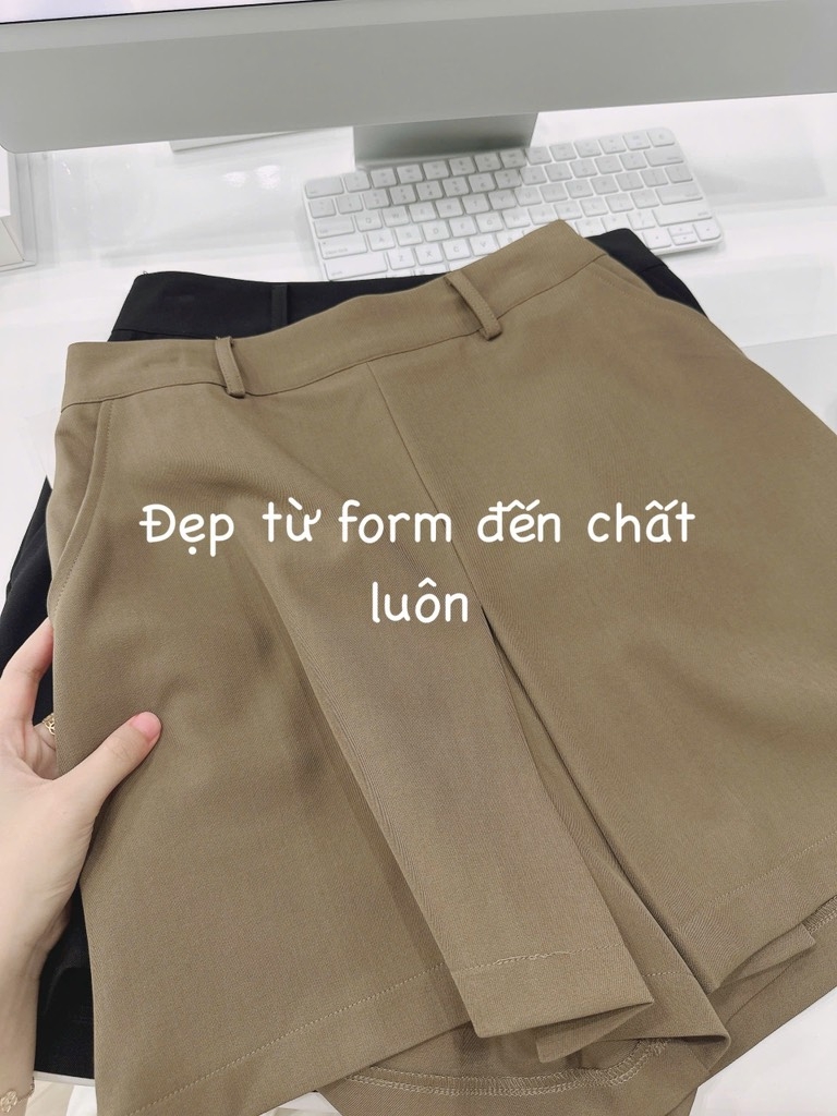 QUẦN VÁY LI TRƯỚC 2 MÀU ĐEN NÂU NỮ SẴN (ĐEN XẢ 69k)