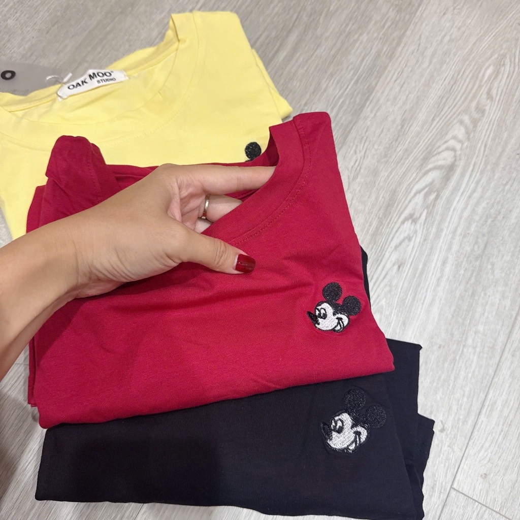 SET 3 ÁO ĐỎ VÀNG ĐEN THÊU MICKEY NỮ THU ĐÔNG SẴN