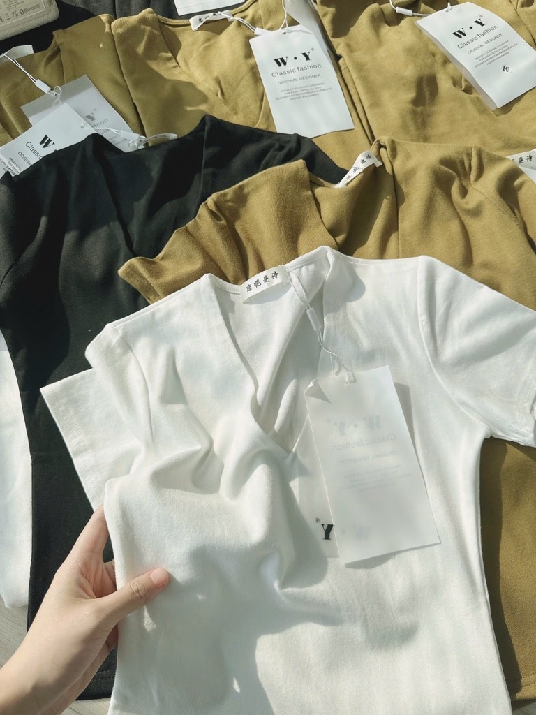 ÁO CỔ TIM TAY CỘC 3 MẦU NỮ SẴN (XẢ 39k)