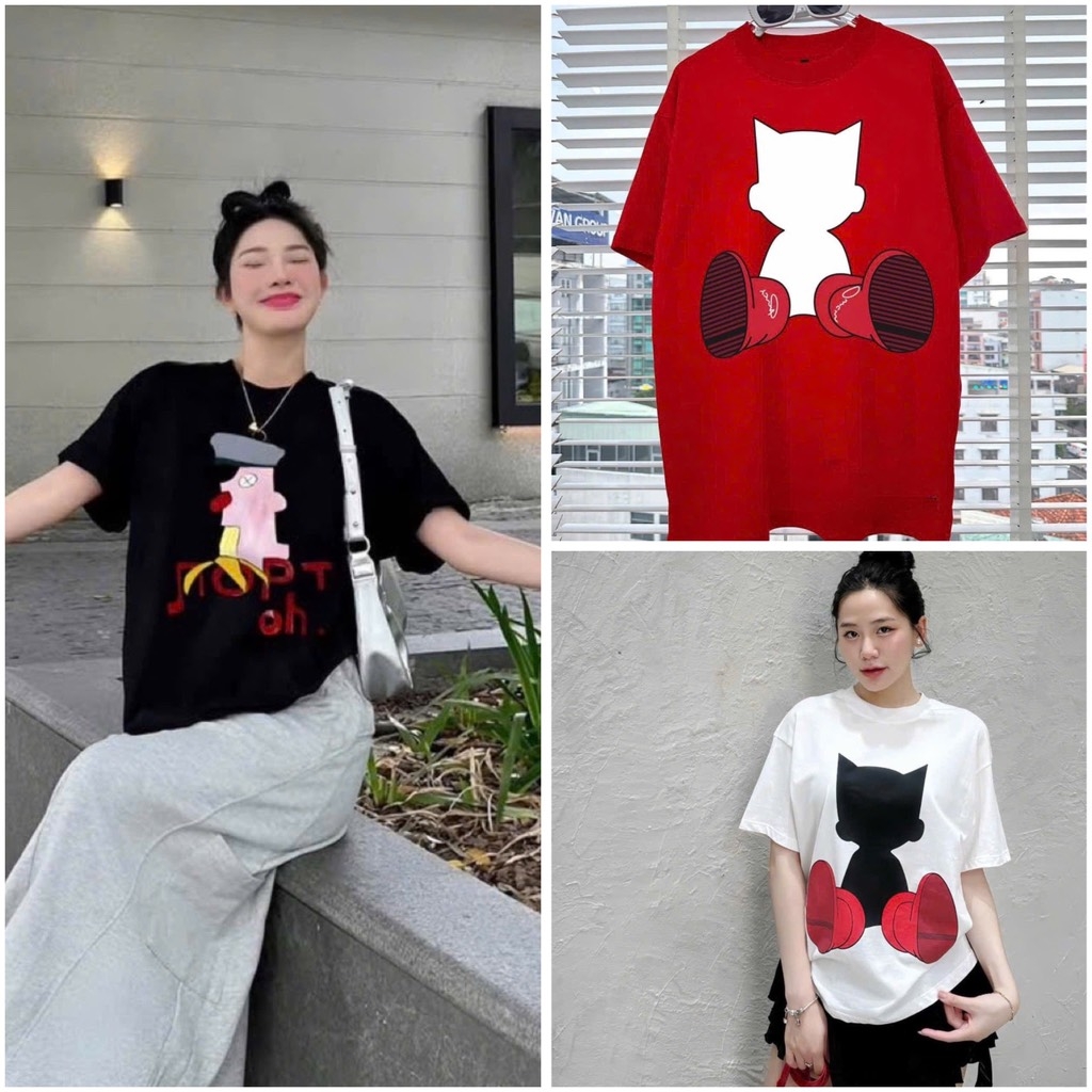 ÁO COTTON MÈO ĐI HIA CỘC TAY NỮ SẴN