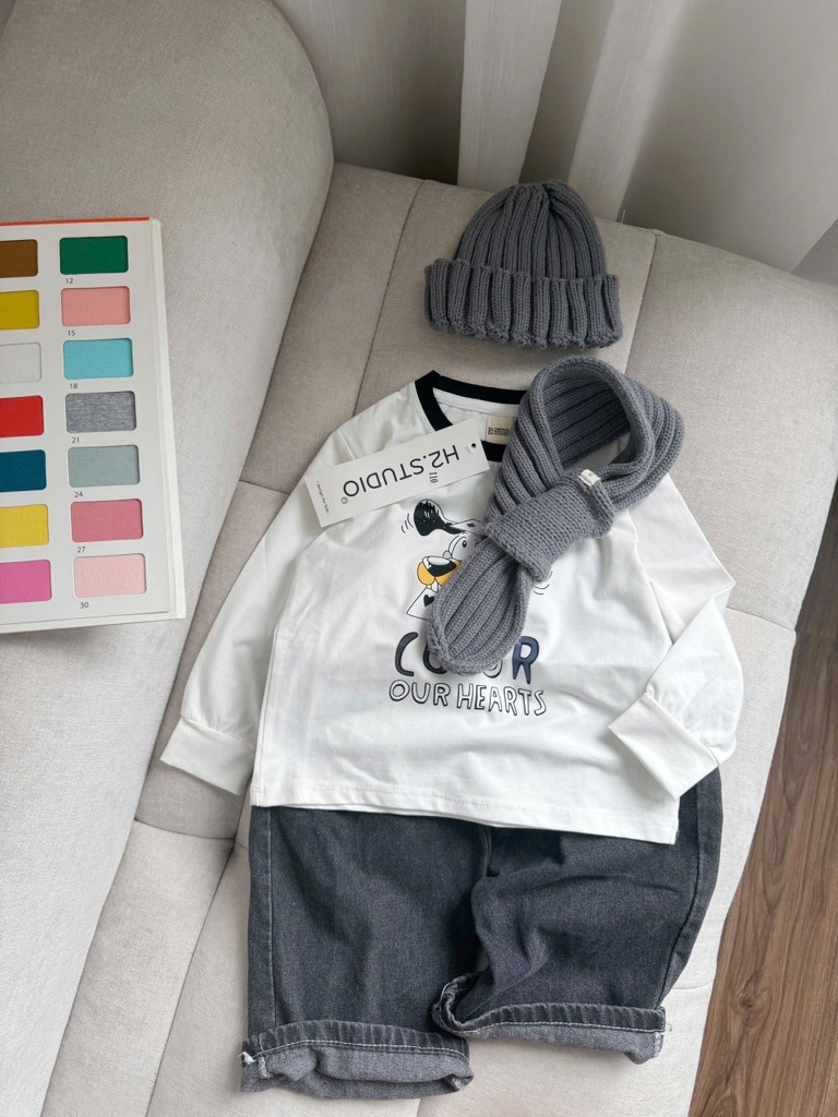 SET BỘ DÀI ÁO COTTON QUẦN BÒ BÉ TRAI SẴN(XẢ 65k)