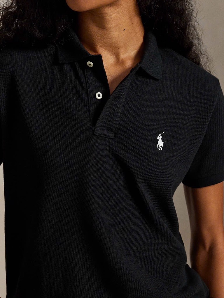 ÁO POLO ĐEN CỘC TAY THÊU NGỰA NỮ