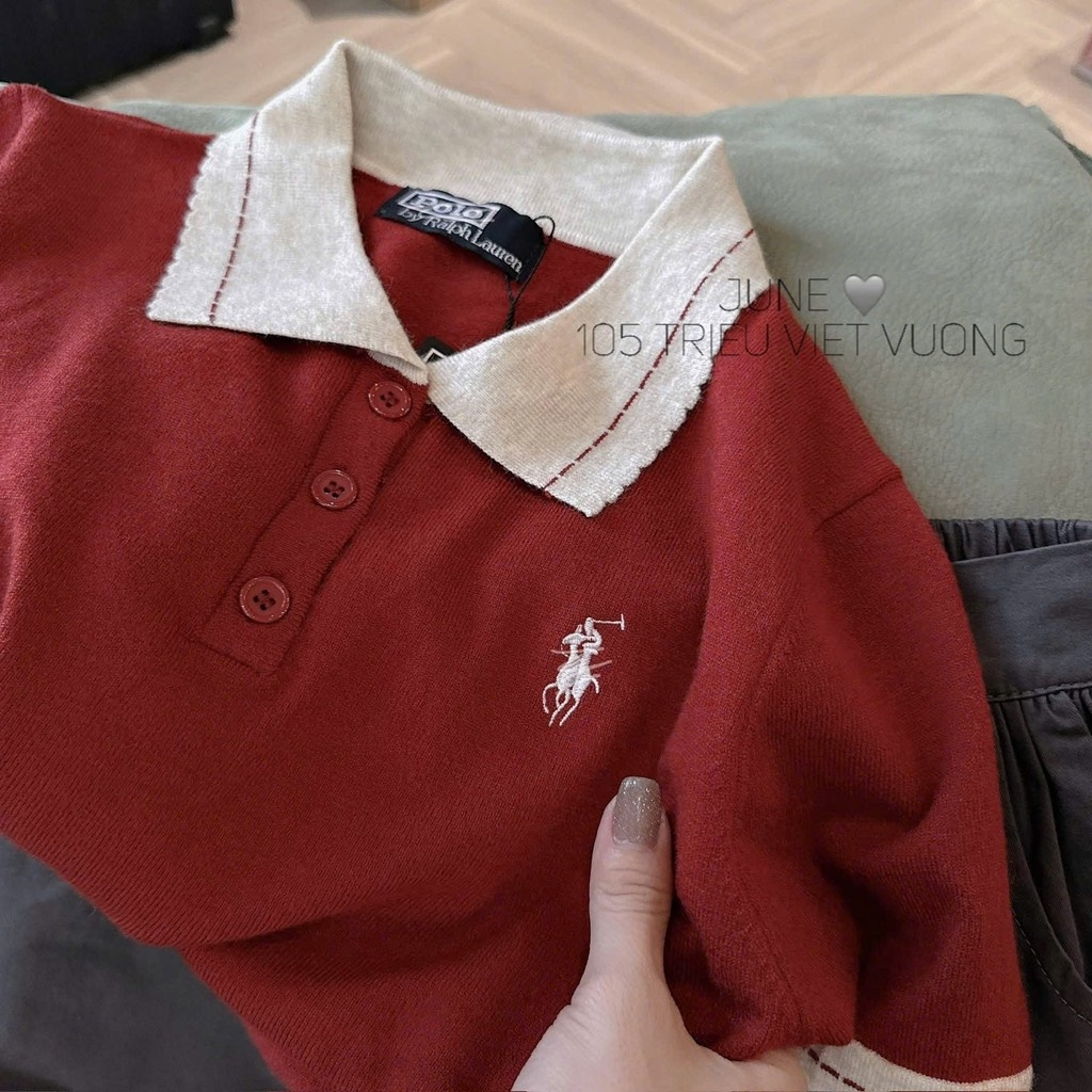 ÁO LEN CỘC POLO ĐỎ NỮ THU ĐÔNG